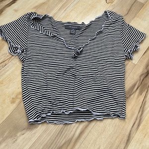 black and white striped top